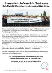 Aufruf des Runden Tisches Oberhausen gegen die Nazi Kundgebung und Demo am 24.11.2016 in Oberhausen Sterkrade