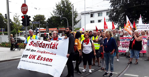 Solidaritätsdemonstration mit den streikenden Kolleg*innen des UKE , 9. August 2018.