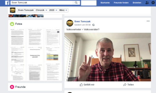 Screenshot Facebook Account Sven Tomczak.