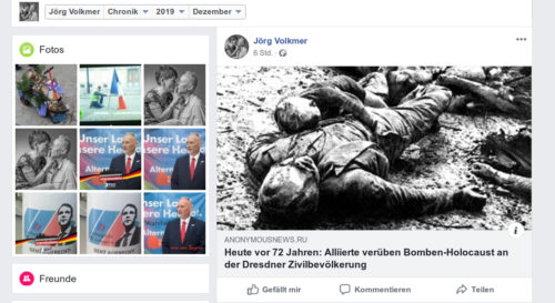 Screenshot Facebook Account Jörg Volkmer.